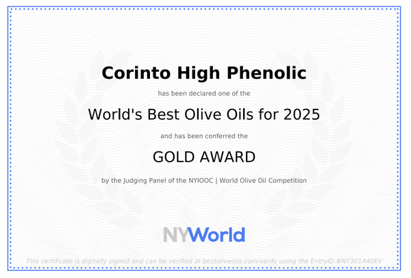 CORINTO Robust Olive Oil | High Phenolic | Blend | 500 ml (16.90 Fl.Oz)