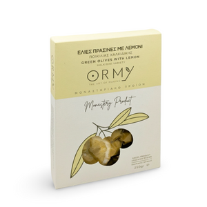 Olive Verdi Ormylia con Limone, Origano e Olio Extra Vergine di Oliva - 250g