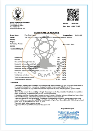 PhenOLIV Βιολογικό Υψηλό Φαινολικό Ελληνικό EVOO 200ml (2,011 mg/kg)