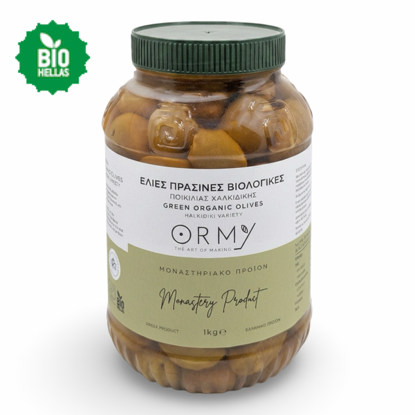 Ormylia Organic Large Green Olives in Organic Olive Oil - 1 Kg