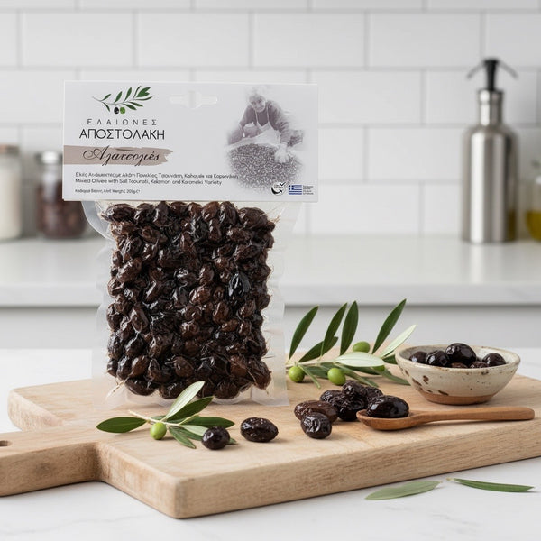 Eleones Apostolaki - Mixed Tsounati & Koroneiki Olives (Alatsolies) 200g