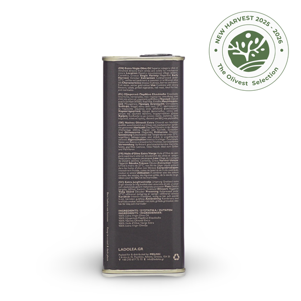 LADOLEA Organic EVOO - Intense- Tin 500ml (16.9 fl oz)