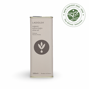 LADOLEA Organic Patrinia Extra Virgin Olive Oil 500ml / 16.9 fl oz tin from Corinthia, Greece
