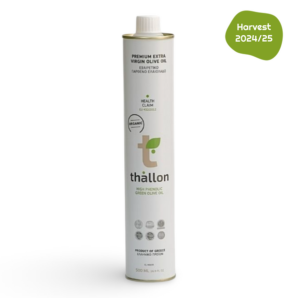 Thallon EVOO | Organic Early Harvest | 500 ml Tin (16.09 Fl.Oz)