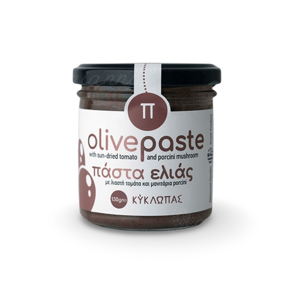Olivenpaste mit getrockneten Tomaten und Steinpilzen – Kyklopas 130 gr