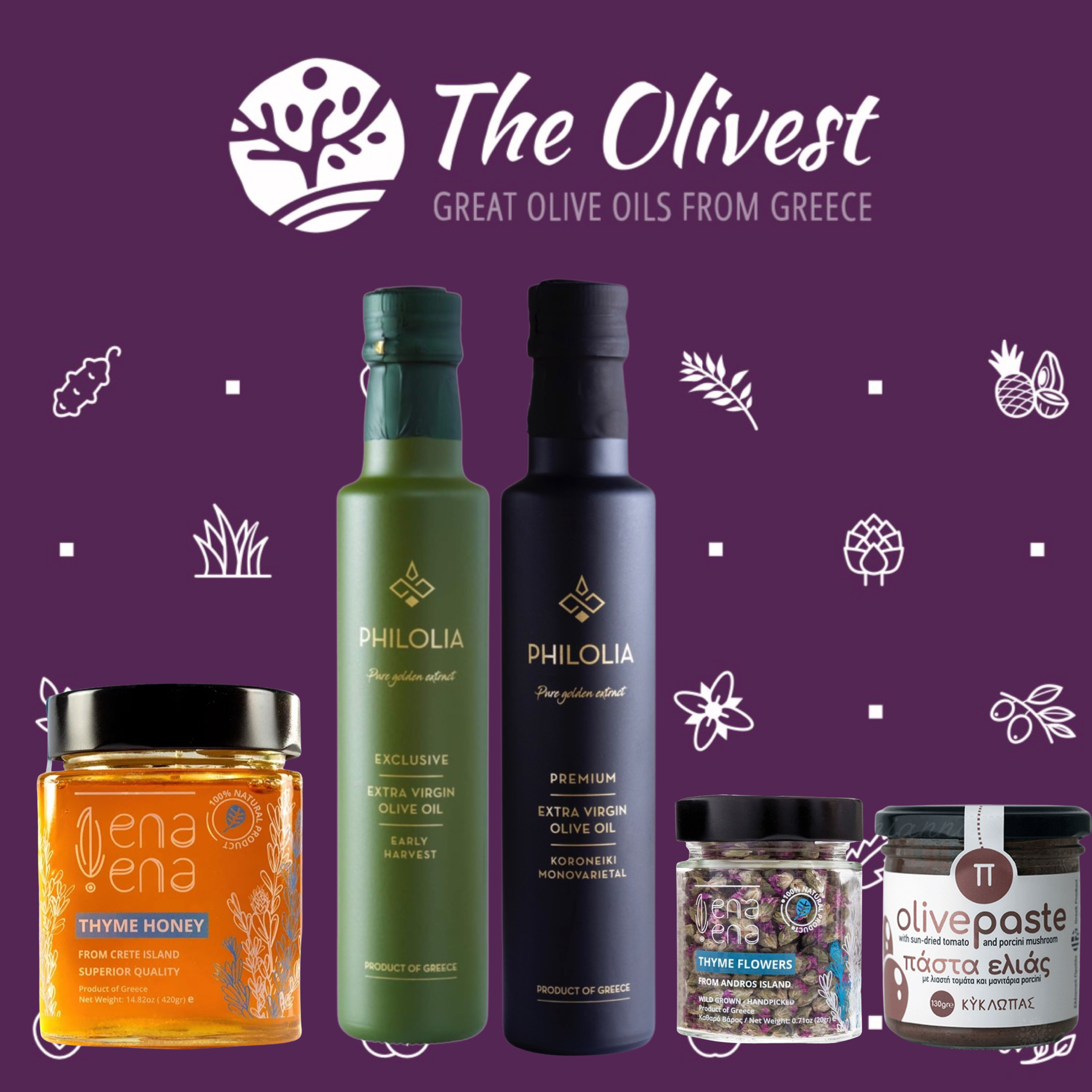 Coffret dégustation 3 huiles d'olive premium grecques